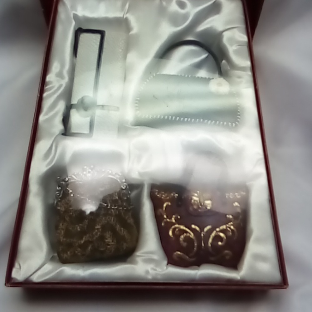 Mini Handbag Ornaments vintage set of 4 purse handbags original package